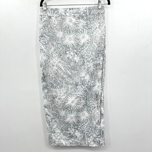 Rip Skirt Long Maxi Wrap Skirt Sz S Gray Floral Hawaiian Tropical Cover-Up NEW